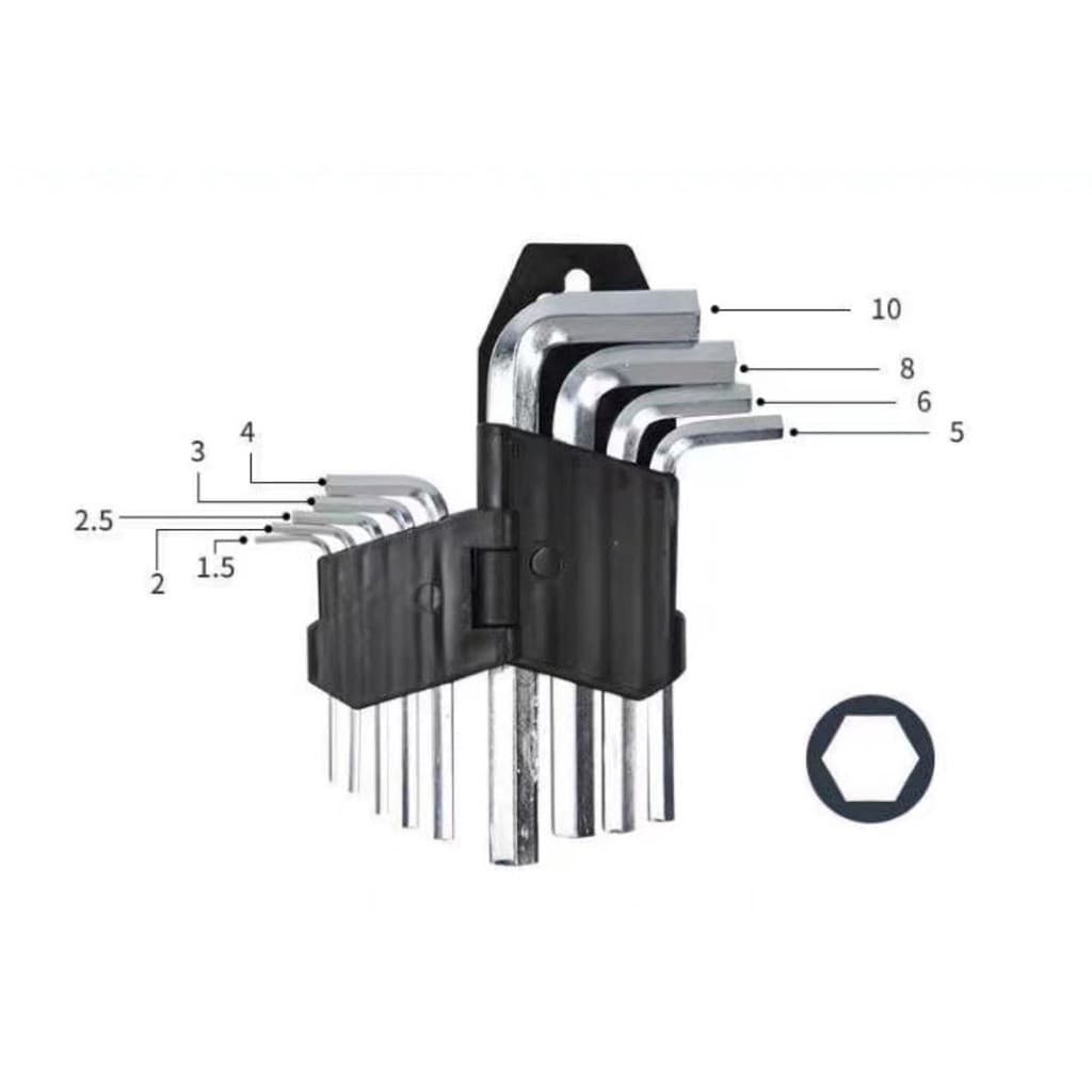 Jogo de Ferramentas Chave Allen 9 peças 1.5 a 10mm
