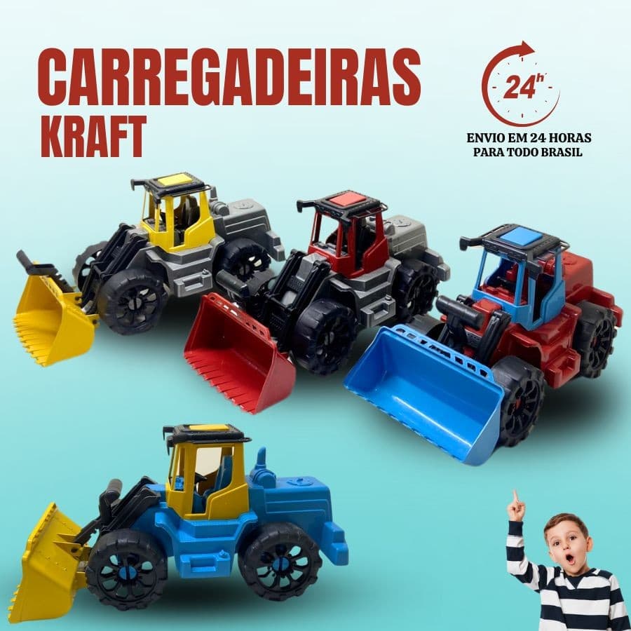 Carregadeira Kraft Maquina Carregadeira Trator Infantil Escavadeira Brinquedo Menino