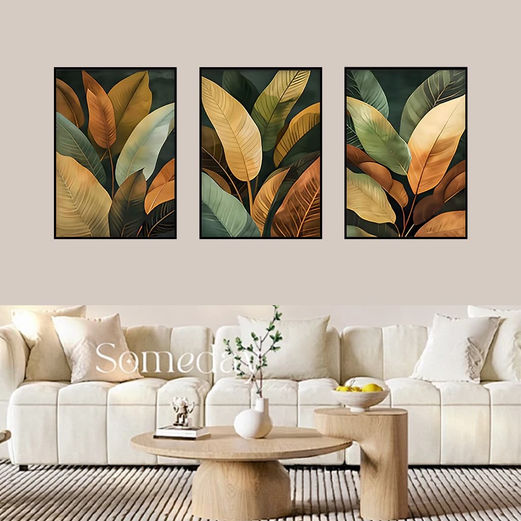 Quadro Decorativo Folhas Planta Sala De Estar Quarto Decoração De Parede Sem Moldura
