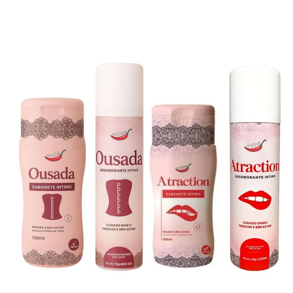 Kit Higiene Íntima Sabonete E Desodorante Feminino Ousada E Atraction Fórmula Sem Parabenos E pH Neutro Chillies