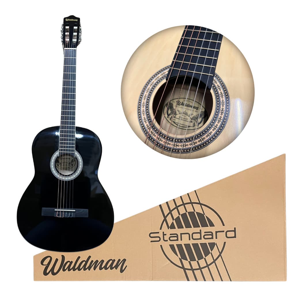 Violão acústico clássico para iniciantes 6 cordas nylon Waldman WN-18 preto ou natural