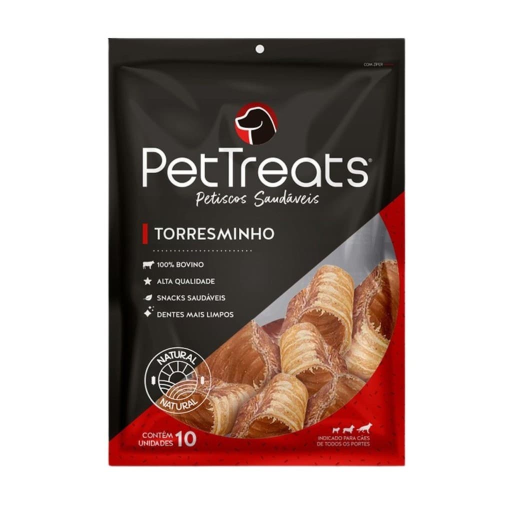 Petisco Traqueia Bovina Cortada 10 unidades Torresminho Natural Pet Treats