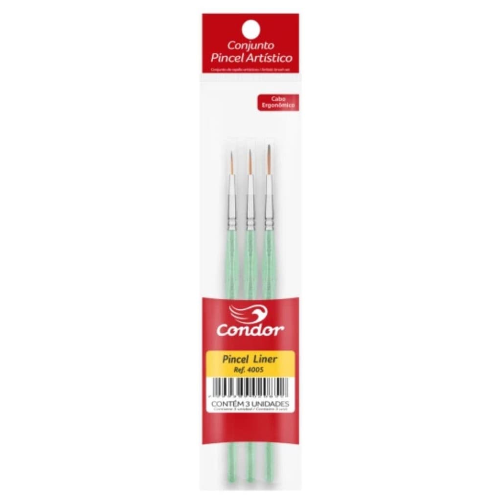 Kit com 3 Pincéis Filete Ergonômicos 4005 - Condor