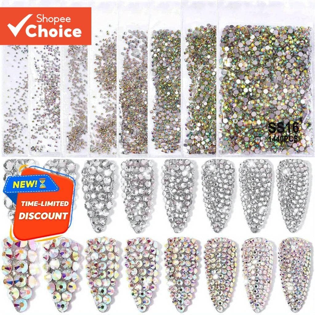 Kit-2bags 2880 Peças Unhas De Cor Cristal E Artesanato Strass Transparentes Para Arte Em , Acessórios De Decoração