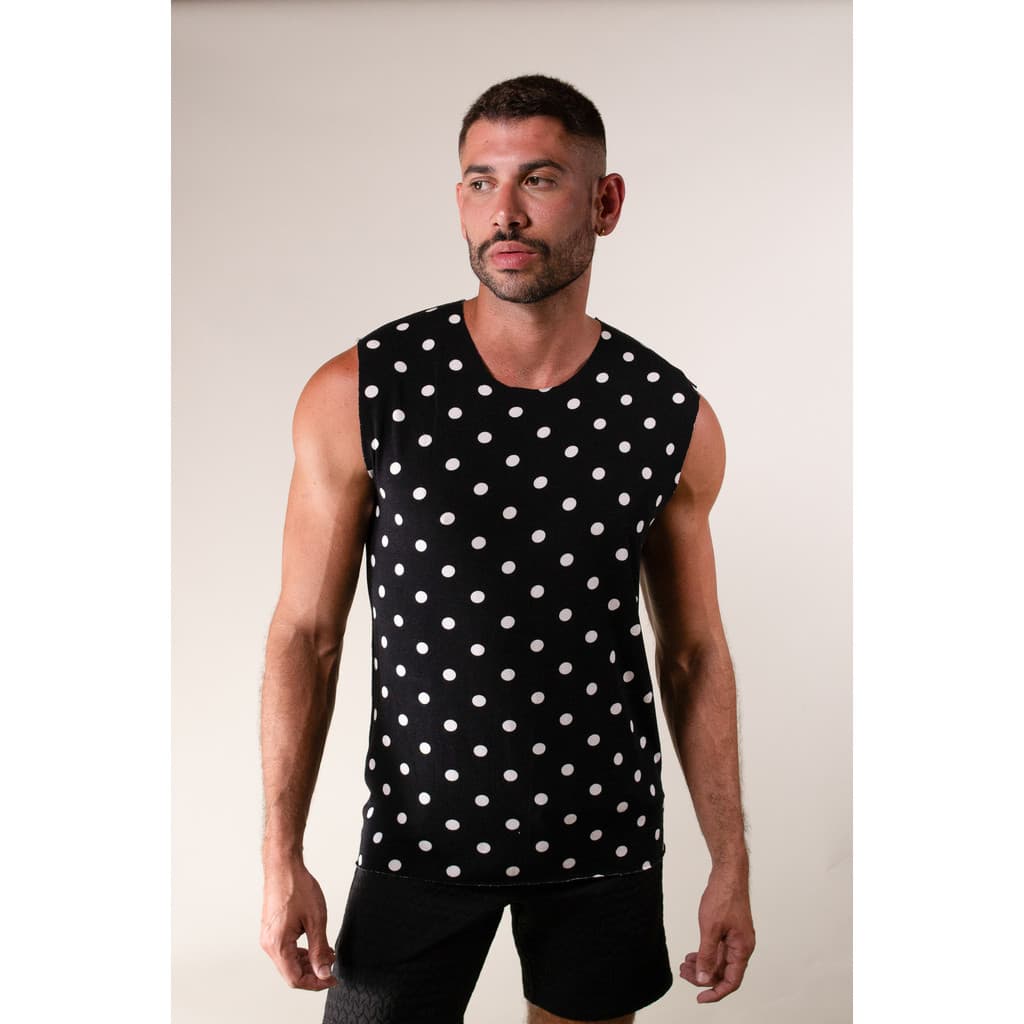 Regata Masculina JotaVê Machão Estampa Poá Preta Moda Masculina Verão Casual