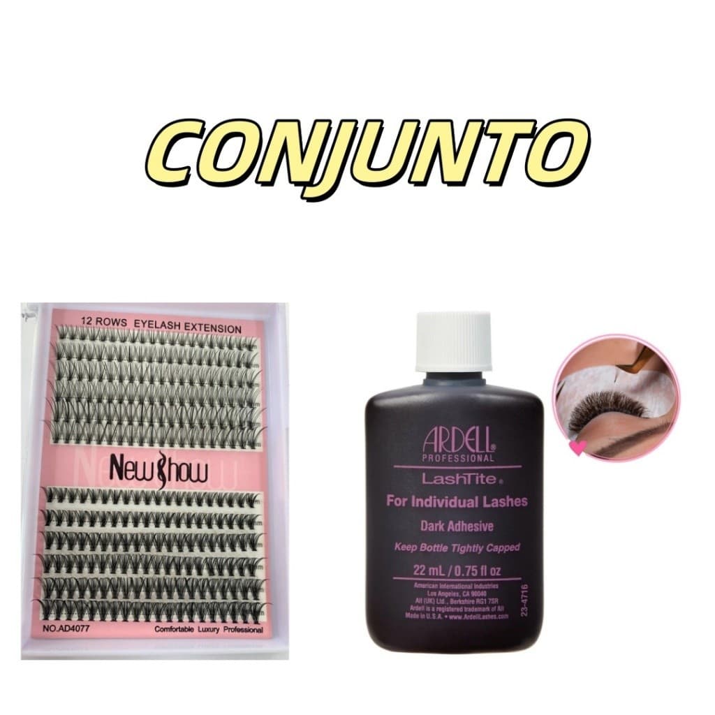 kit com Cílios caixa mix 20 P-0.10+30 P-0.07 D 9-14 Mix New Show +COLA PROFISSIONAL PARA CÍLIOS 22ML - ARDELL - ROXA
