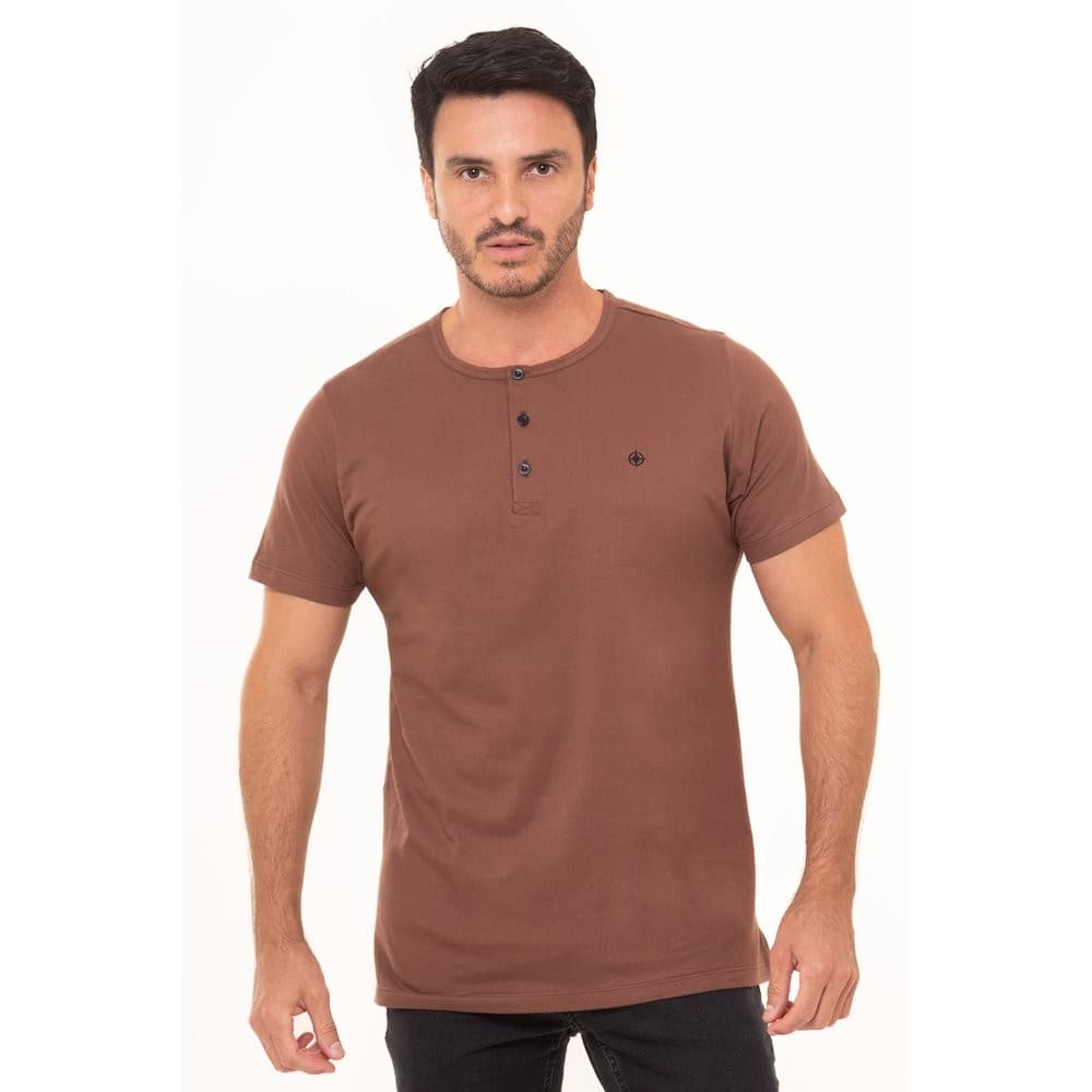 Camiseta Henley Masculina Premium Algodão