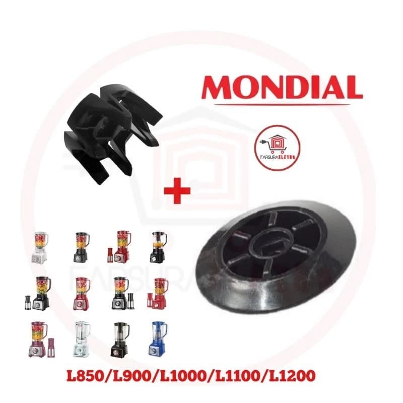KIT Arraste L1000 (01 do copo + 01 do motor) do Liquidificador Mondial L1000 - L99 - L900 - L1100 - L1200