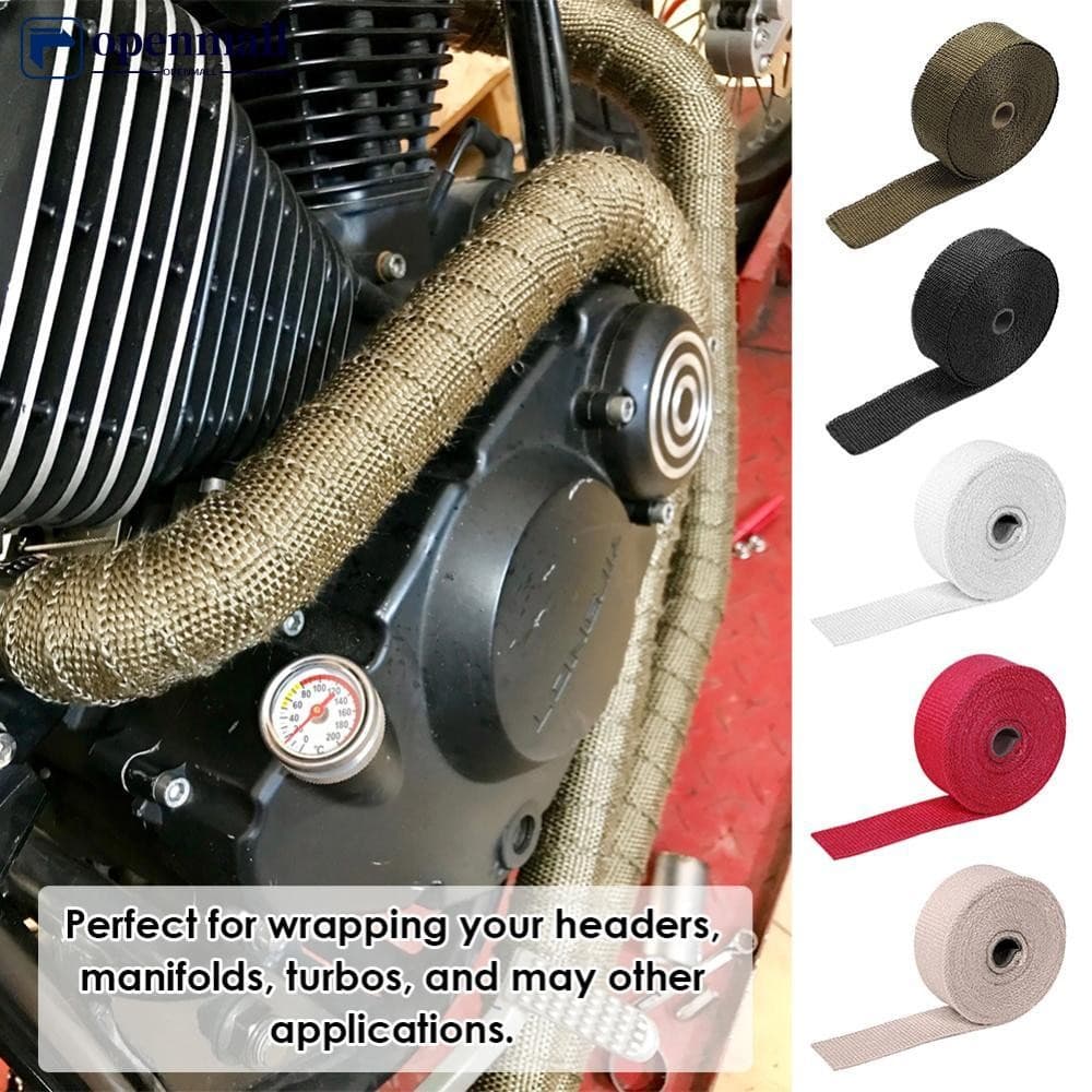 Rolo De 5M Para Escapamento De Motocicleta , Proteção Térmica Fita De Fibra De Vidro , Tubo De Envoltório Térmico , Isol