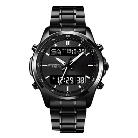 Relógio Analógico Digital Masculino Pulseira Aço Inoxidável