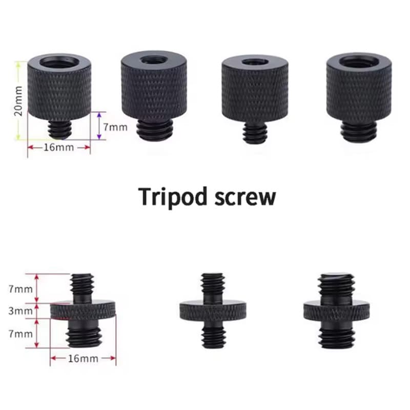 Preto 1/4 " A 3/8 " Macho Para Fêmea Rosca Parafuso Adaptador De Montagem Tripé Placa Câmera Flash Luz Suporte