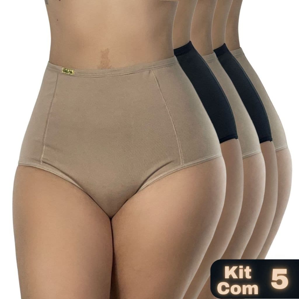 kit 5 Cintas Suplex Alta Compressão Feminina Modeladora Confortável