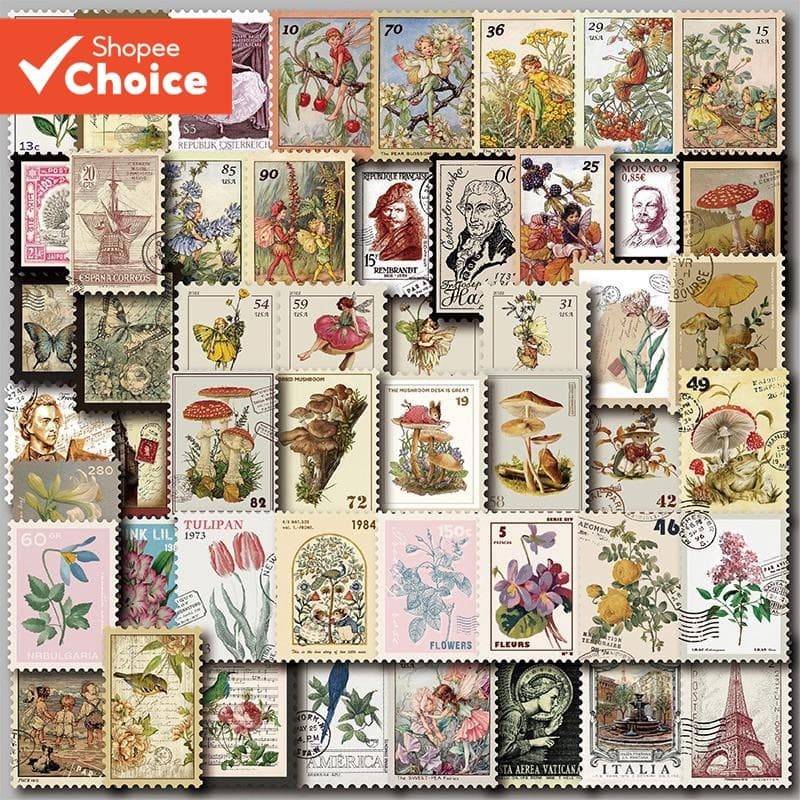 Retro Efeito Carimbo Portátil Adesivos 50 Pçs Para Garrafa De Água Washi Scrapbooking Material Escolar À Prova Dwaterpro