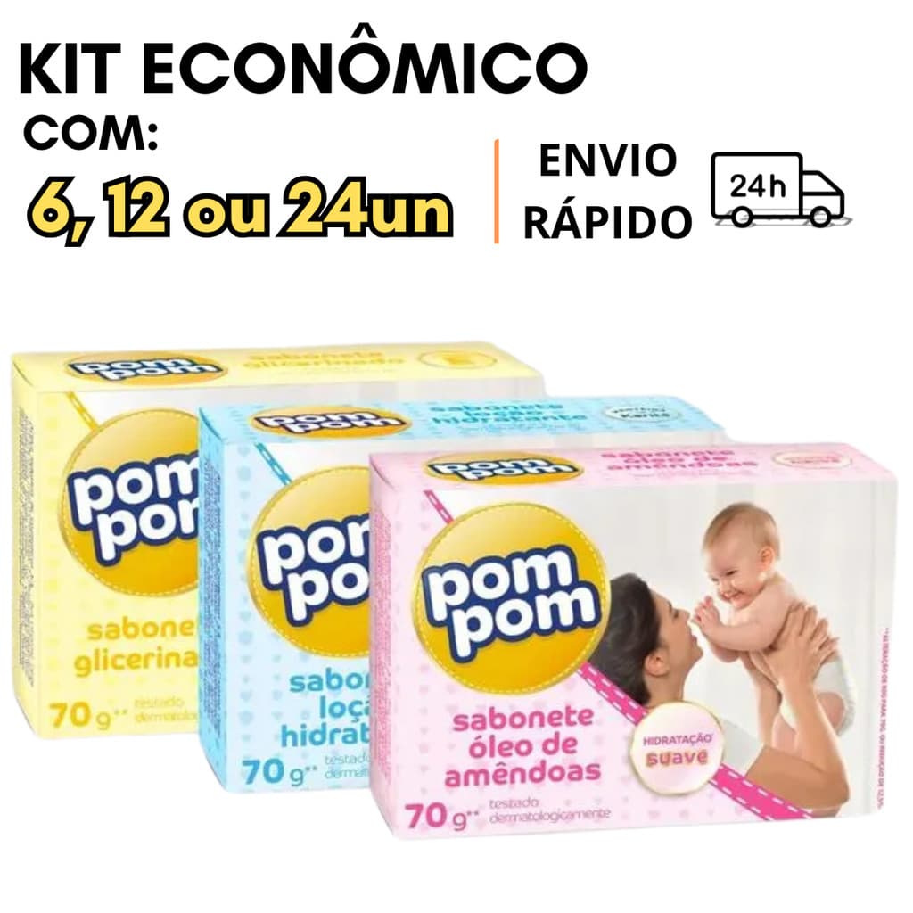 Sabonete Bebe Infantil PomPom Varias Frangâncias Sabonete Recém Nascido Kit Atacado
