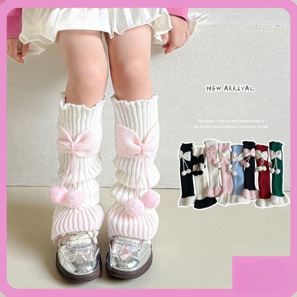 Leggings MOLYBR, capas para pernas de lã de malha quente, capas para botas com laço estilo coreano Y2K Girls- * &&- ** -