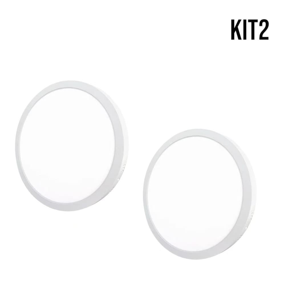 Kit 2 Plafon LED  Redondo  25W Branco Frio Bivolt Sobrepor