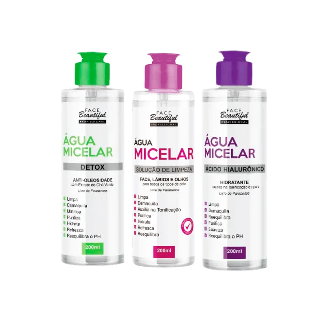 Água Micelar Face Beautiful 200ml – Limpeza e Demaquilante