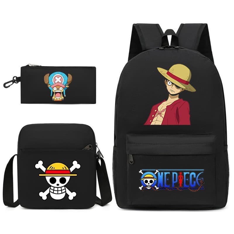 Nova Mochila de Transferência de Calor One Piece para Estudantes do Ensino Fundamental, Bolsa de Ombro Dupla Impressa de