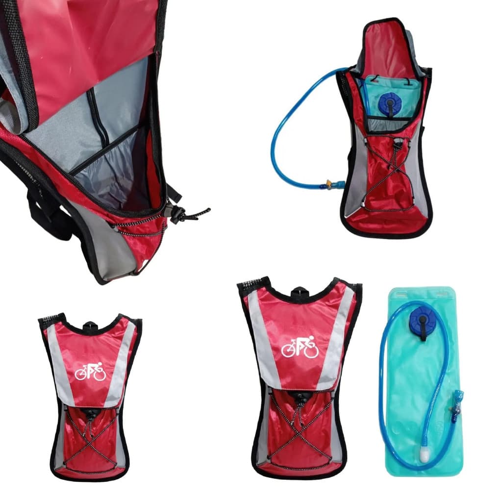 Mochila de Hidratação 2 L –Cinza/Vermelho -Impermeável