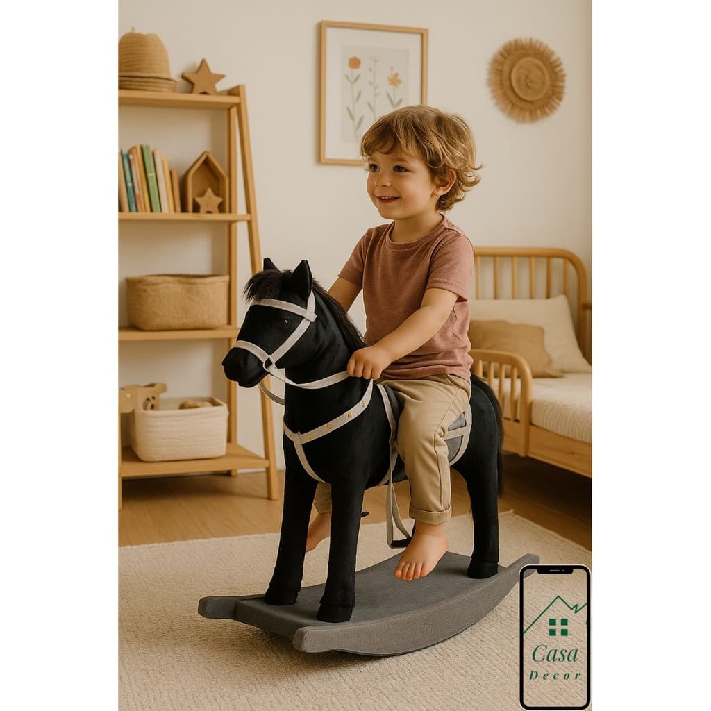 Cavalinho de Madeira Cabeça Flex De Balanço Kids Cor Preto