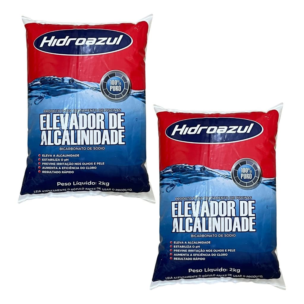02 Alcalinizante Elevador Alcalinidade Piscina 2kg Hidroazul