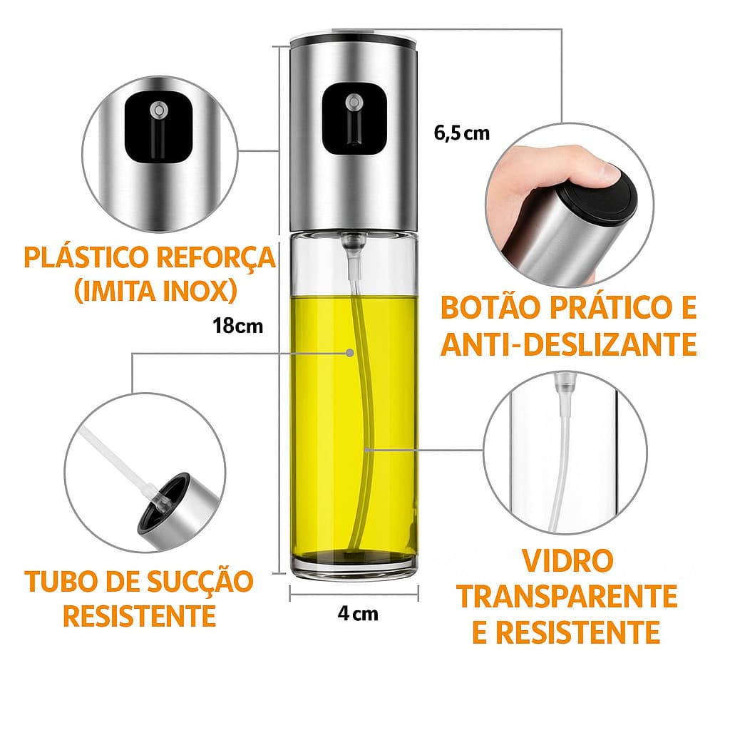 Spray Borrifador Azeite Vinagre Vidro 100ml Livre BPA