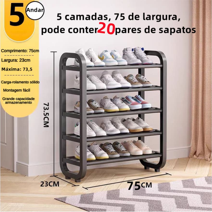 Sapateira Organizadora 5 Andares  disponível em duas larguras (75-65 cm)  Garanta praticidade e organização Sapatos