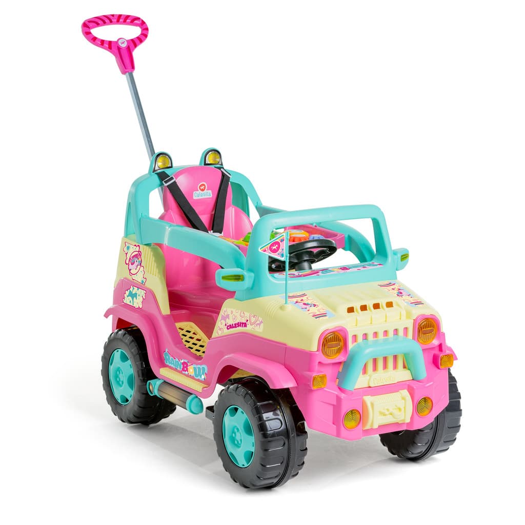 Carrinho De Passeio Andador Com Pedal E Haste 2 Em 1 Diipi Rainbow Calesita