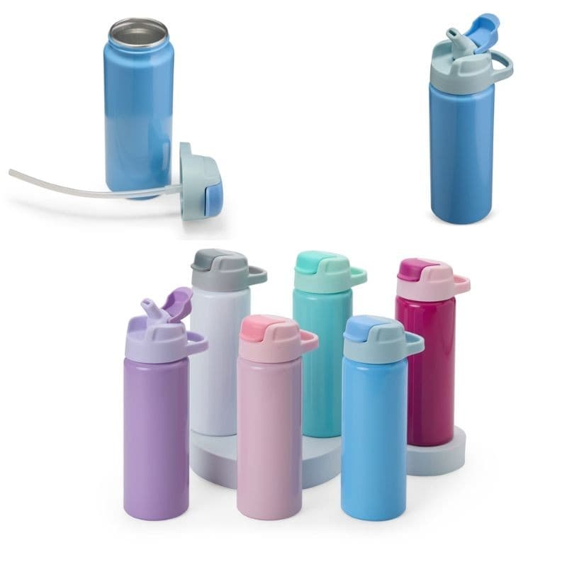 Garrafa Squeeze de Alumínio 600ml com bico e canudo