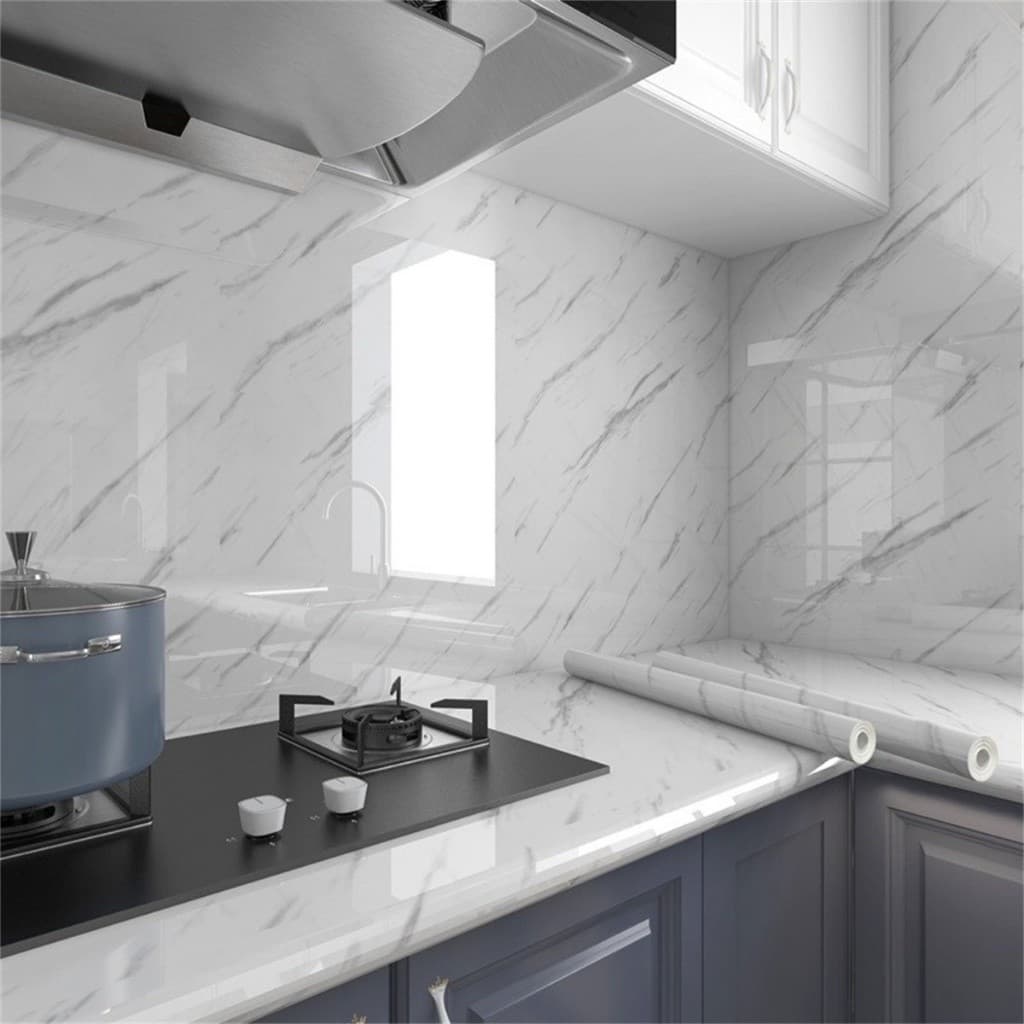 Papel De Parede Adesivo 5 ou 10 Metrosx60cm Marmore Branco