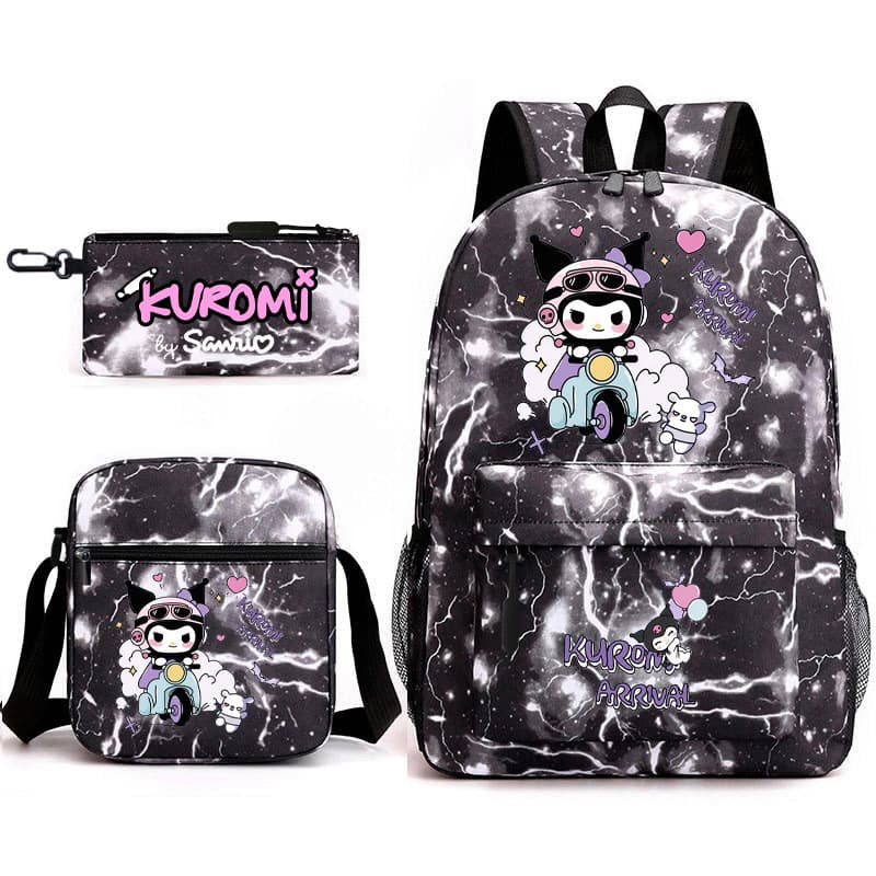 [Temporada de Volta às Aulas] Mochila de Escola Primária Sanrio Kuromi Cartoon Mochila de Ombro Duplo Sanrio Starry Sky