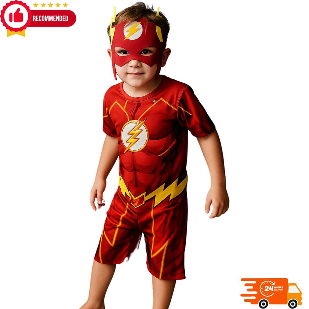 Fantasia Infantil Flash Com Máscara The Flash Envio Imediato