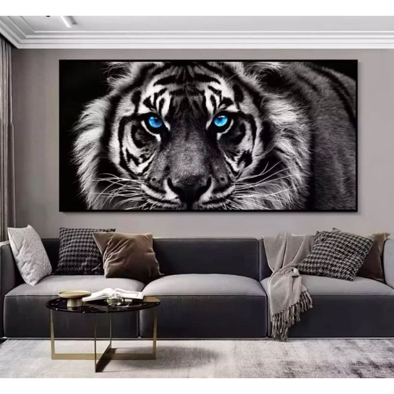 Placa Quadro Decorativo Leão tigre em mdf grande 70x50