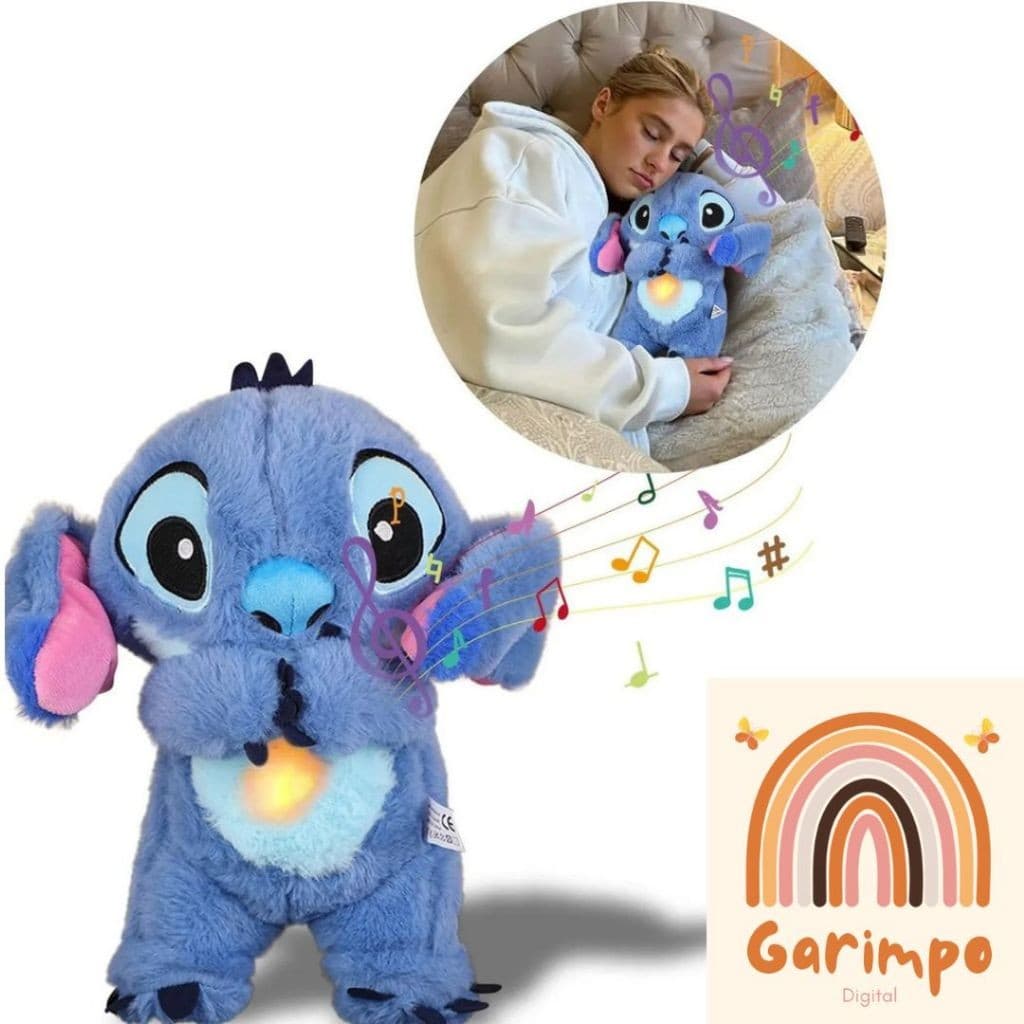 Boneco de Pelúcia Stitch com Som e Movimento de Respiração Reconfortantes que aliviam a ansiedade