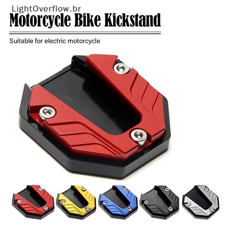 [LightOverflow] Universal Scooter Motocicleta Bicicleta Kickstand Extensor Pé Suporte Lateral Extensão Almofada Placa De