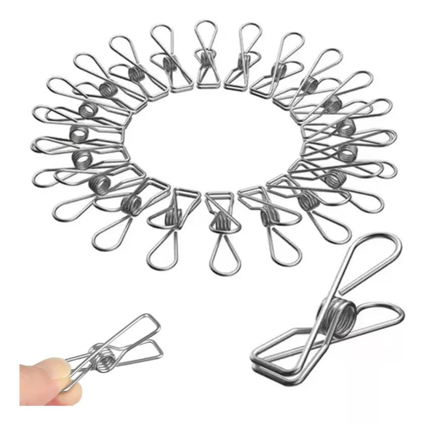 Kit 60 Prendedor Roupa Aço Inox 100% Para Varal Fotos E Organização Artesanato Papéis