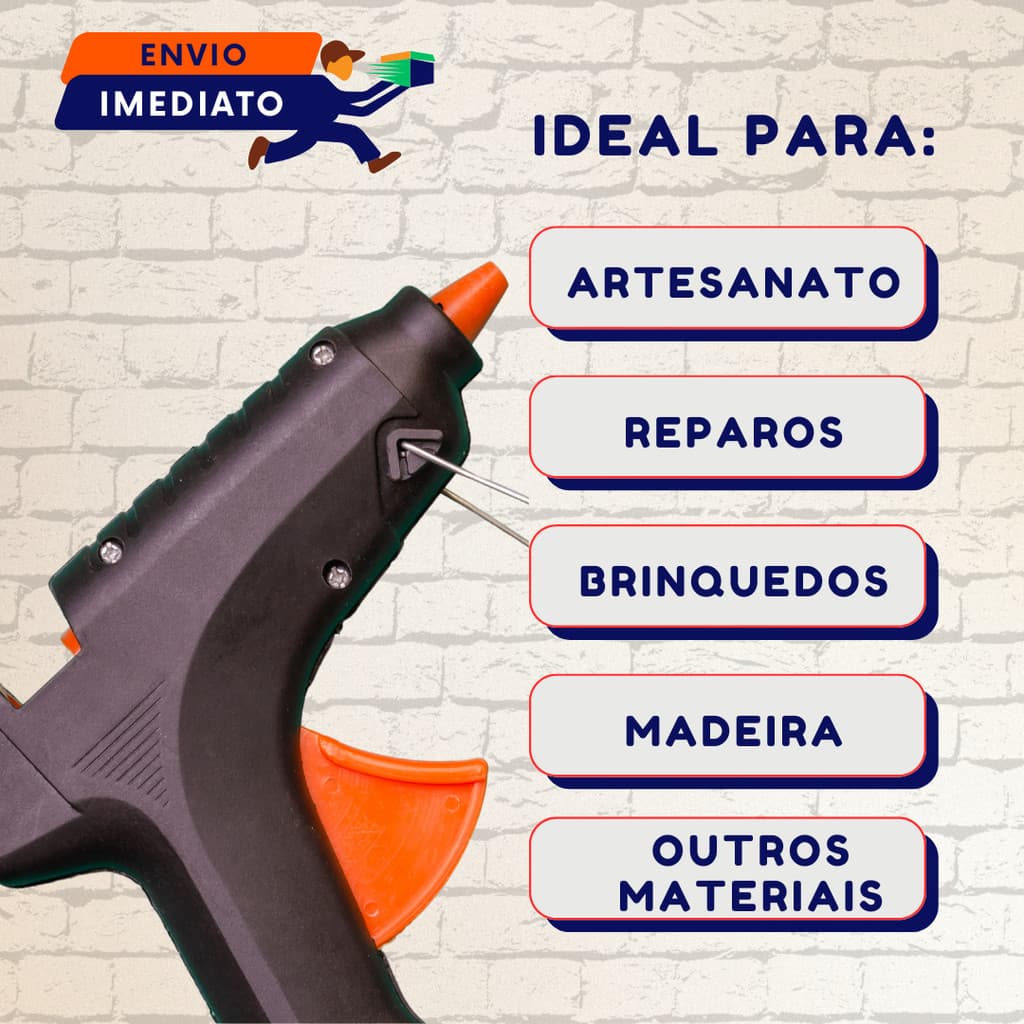 Pistola Cola Quente Bivolt 20w 2 Bastões (110v e 220v) Profissional Artesanato
