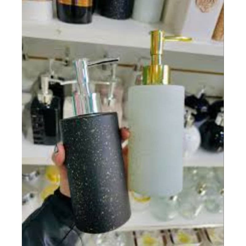 Porta Sabonete líquido de vidro marmorizado. Dispenser para banheiro lavabo.
