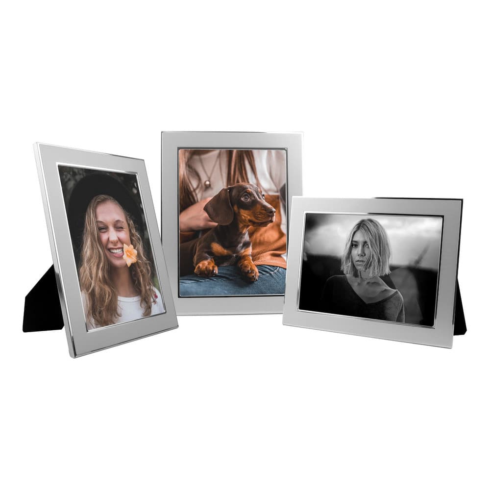 Kit 3 Porta Retratos Foto 15x20 Prata Filete Cromado