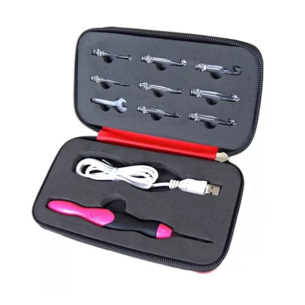 Kit 9 Agulhas de Crochê LED Recarregável NÃO POSSUI CONTADOR DE PONTOS– Ponteiras Intercambiáveis.