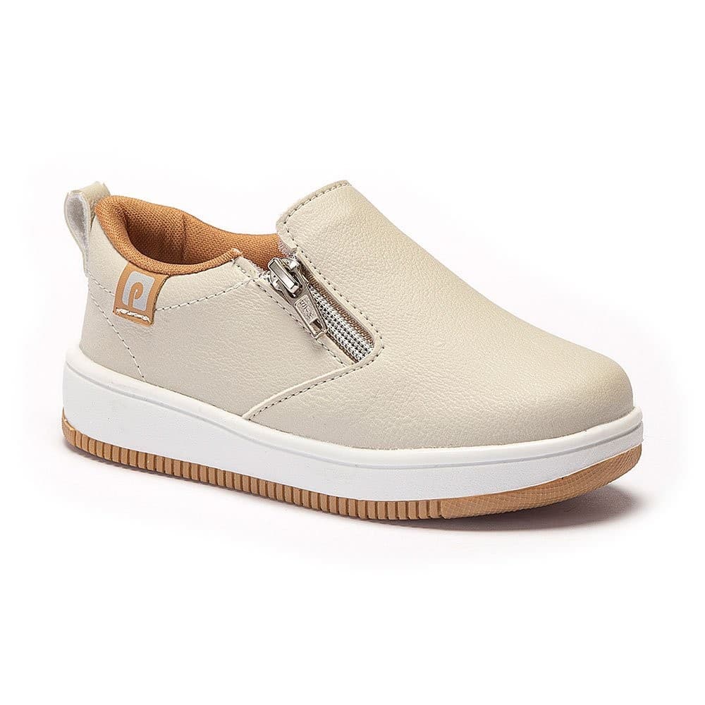 Tênis Infantil Menino Pequito Slip on Mocassim Sapato Zíper Calce Fácil Bicolor 64101