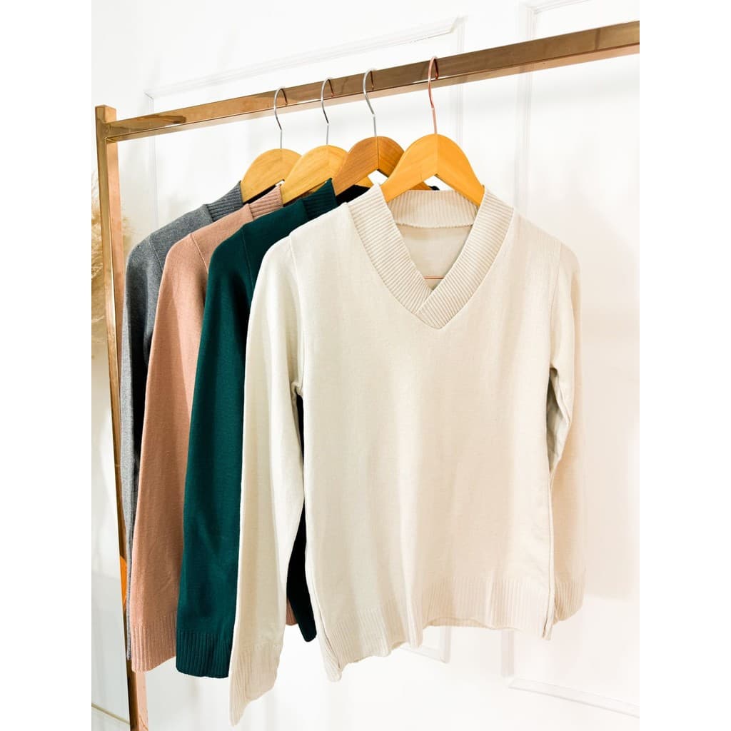 Blusa Tricot Suéter Decote V Luna