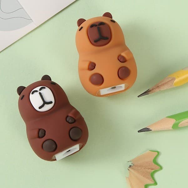 Apontador Kawaii Capivara muito fofo silicone kapybara vários modelos papelaria criativa