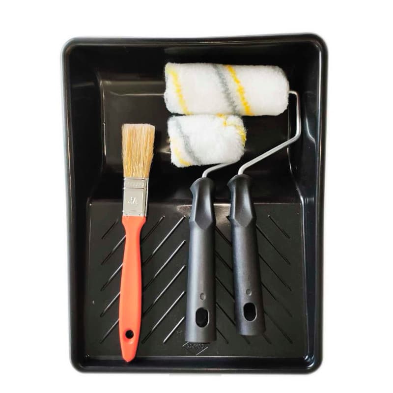 Kit Pintura Pequeno Rolos Microfibra 9cm/5cm + Trincha 3/4 + Bandeja