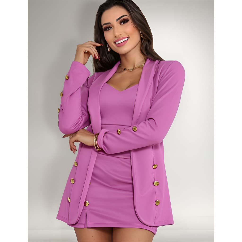 Conjunto Feminino Blazer Cropped E Short Saia Sensual
