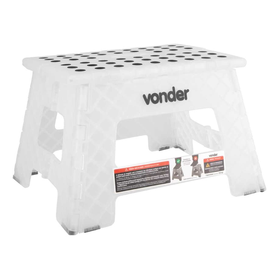 Banqueta Dobrável De Plástico 22cm Transparente Capacidade 150 Kg Vonder