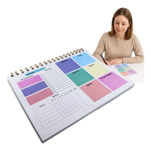 Planner Semanal De Mesa Com Divisões Organização De Tarefas
