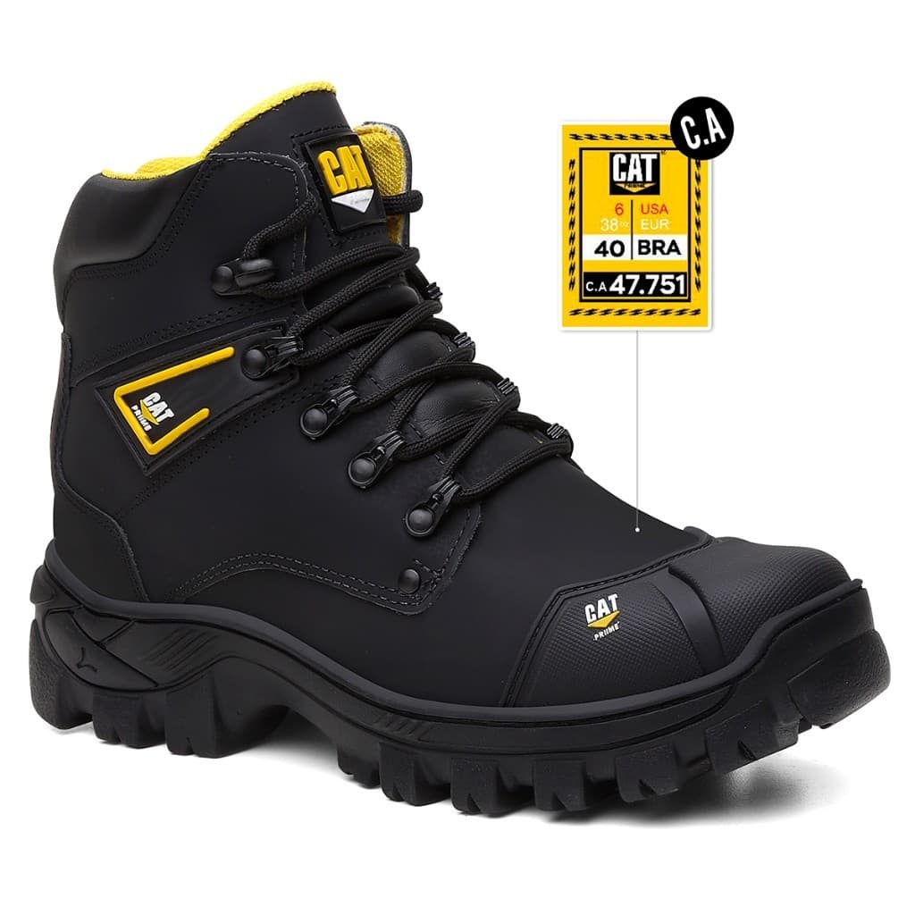 Bota Masculina Feminina Coturno Cat Em Couro Com C.A e Palmilha em Gel