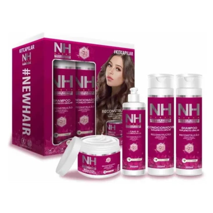 Kit New Hair Brilho Crescimento Forca Reconstrução Belkit