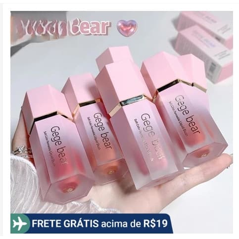Gecomomo Cremoso Blush Líquido 6 Núcleos Suave Veludo Rosa Mate